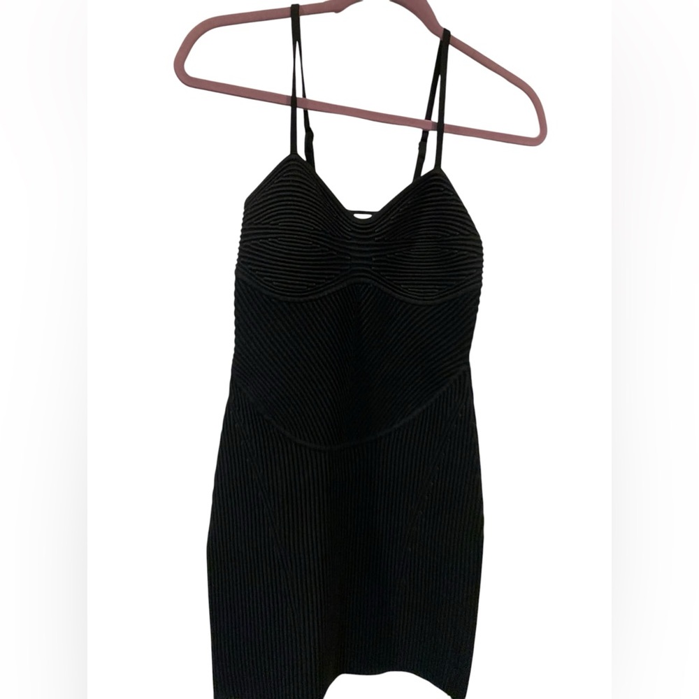 NWT Alo Yoga denim knit mini dress BLACK/ANTHRACITE Size S - Picture 2 of 6